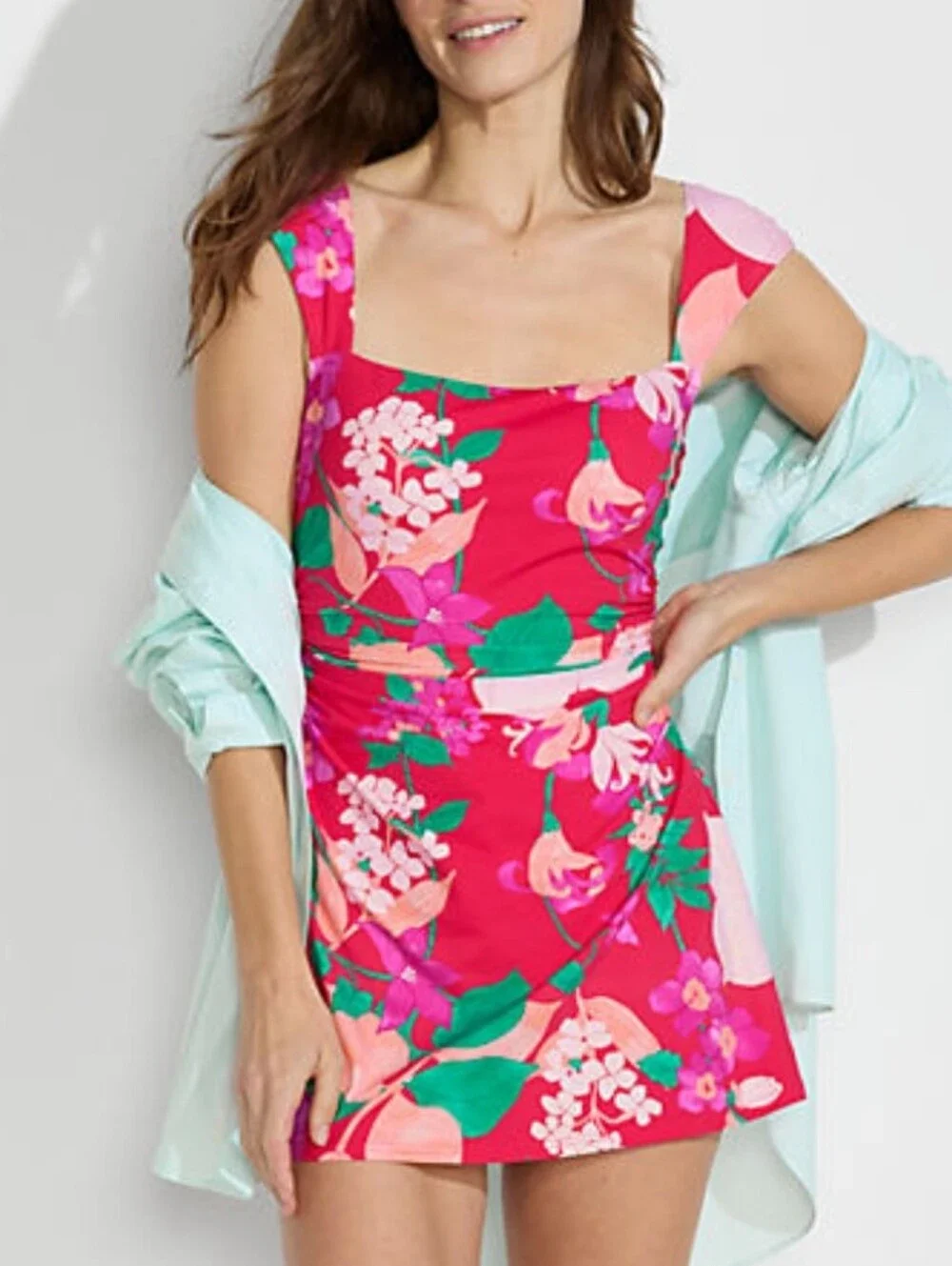 NWT Land's END SZ 16P Swimming One Piece Bathing Suit Dress Floral